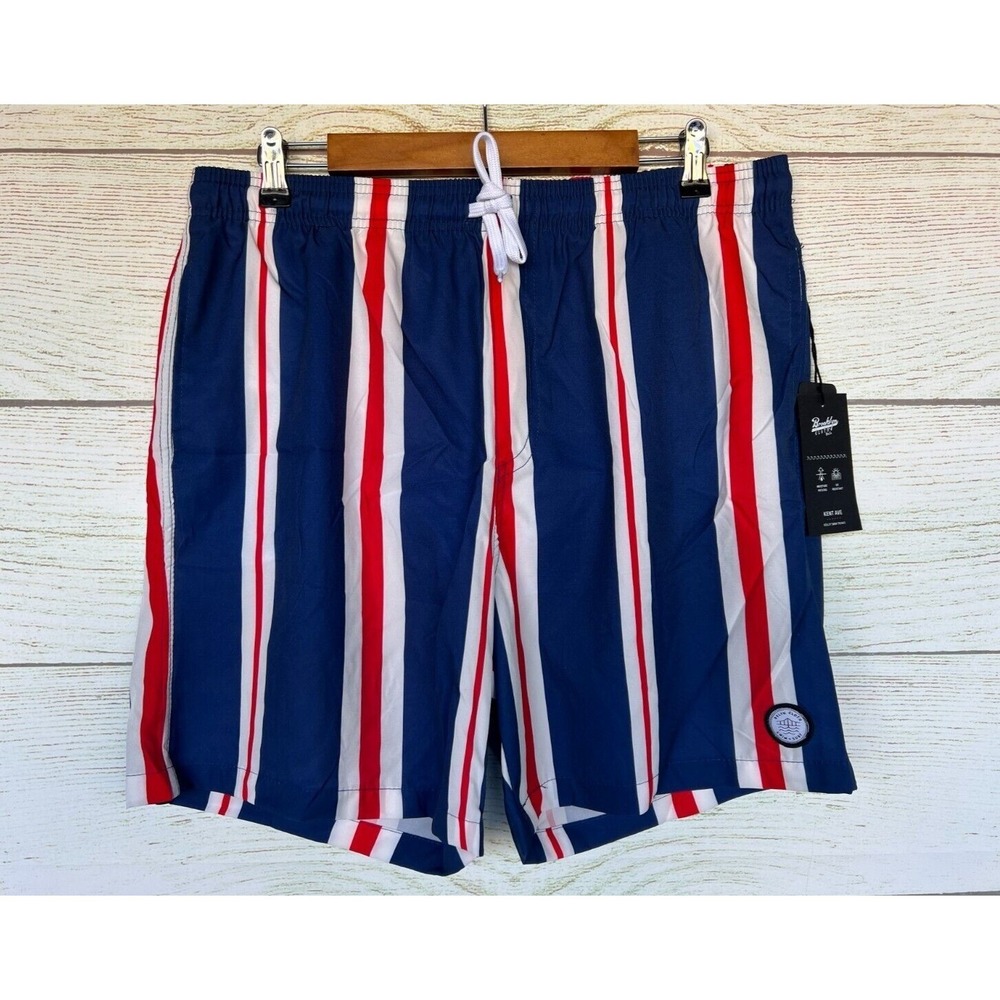 Brooklyn Cloth Swim Shorts Mens Size Large Striped Trunk Built In Brief New
